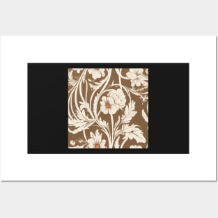 Brown and Cream Ivory Floral Classic Vintage Design Posters and Art